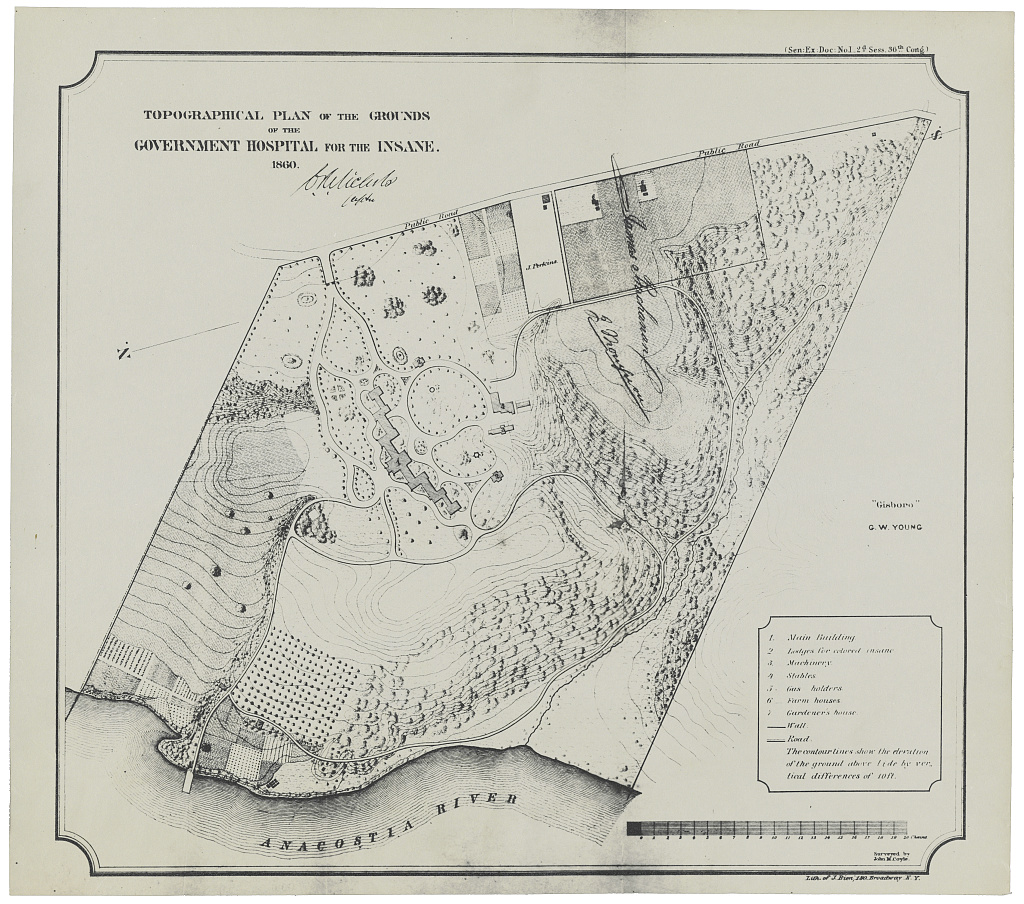 Government Hospital for the Insane (Saint Elizabeths Hospital), Washington, D.C. Topographical plan of the grounds.