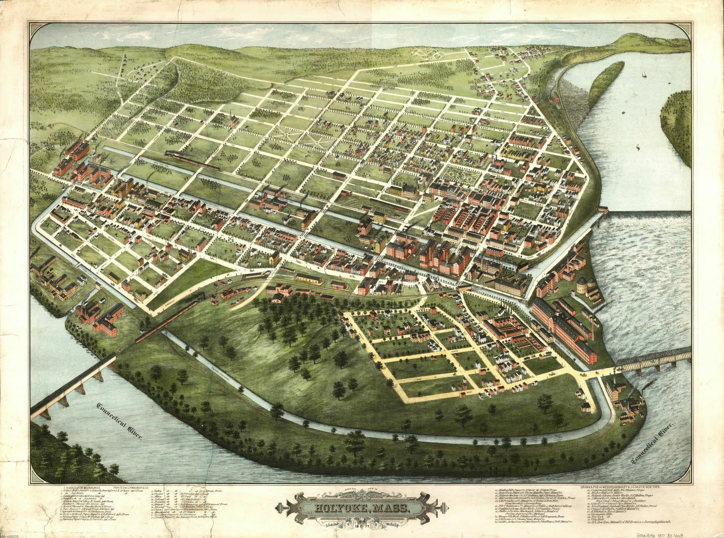 historic map of holyoke Massachusetts 