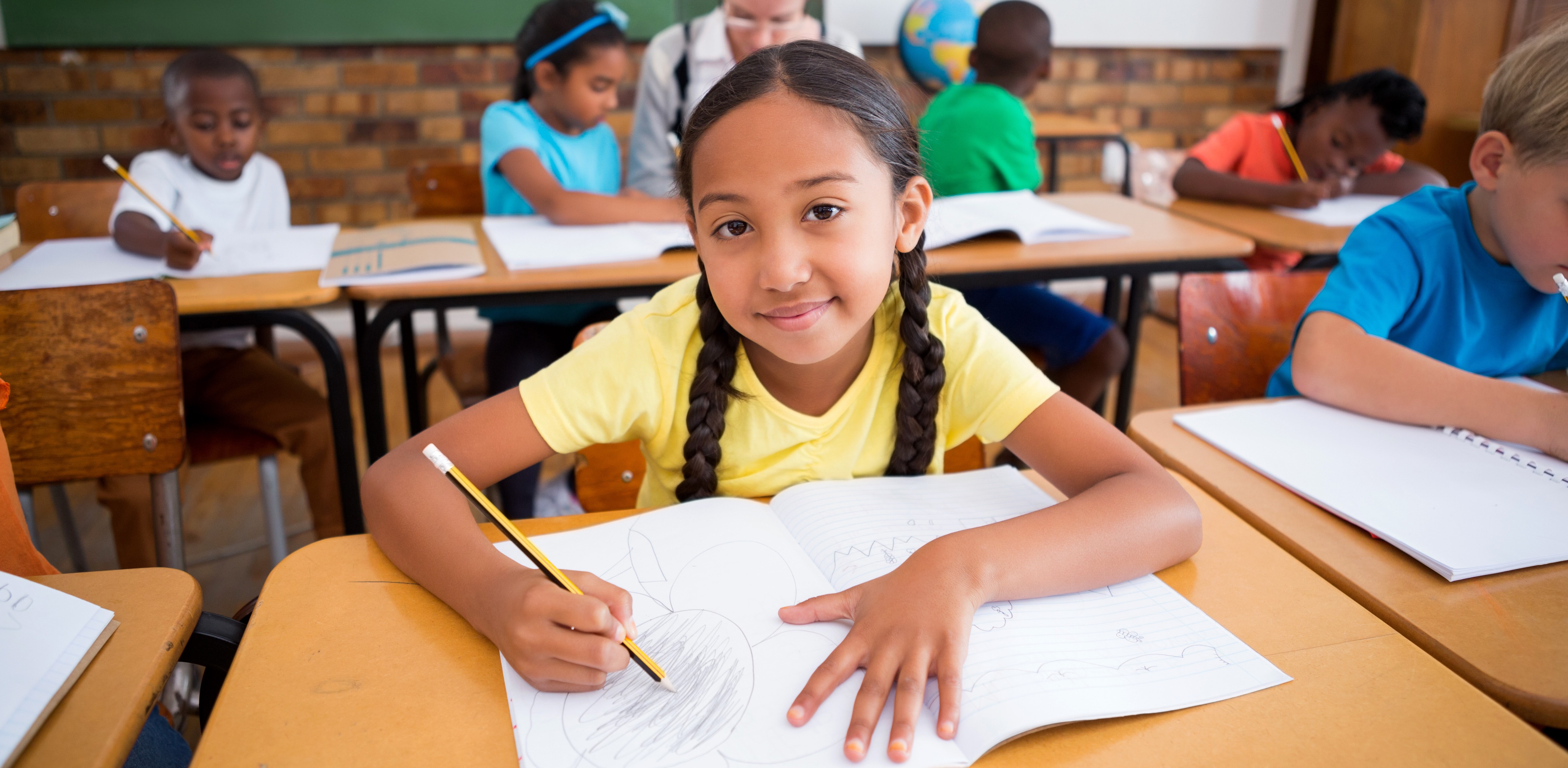 Elementary students in a classroom