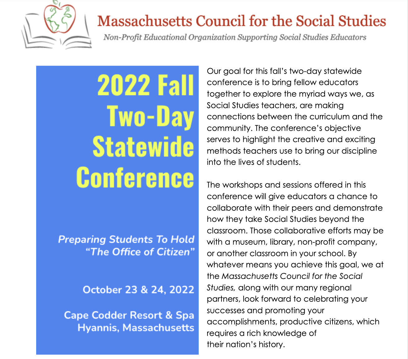 Conference program title page, "2022 Fall Two-Day Statewide Conference"