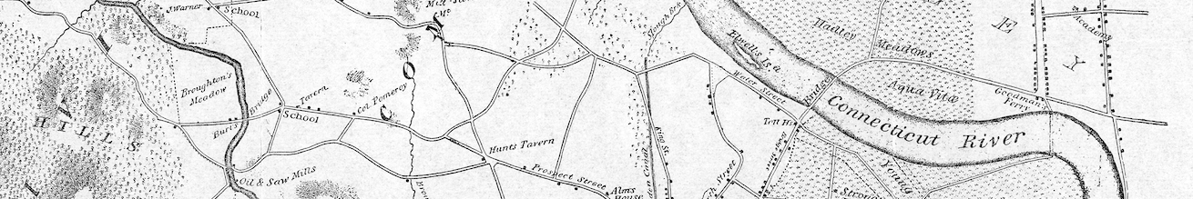 Excerpt of 1831 map of Northampton centers on Broughton's Meadow and includes the site of the silk mill at the Northampton Association of Education and Industry