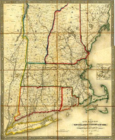 Railroad Map of New England and Eastern New York, 1849