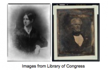 side by side early photo portraits of Dorothea Dix and Horace Mann, seen from waist up, in formal poses