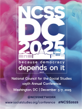 Logo and information about the December 4-7 conference of the National Council for the Social Studies - link to registration and info page is in the text