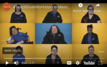 A grid of nine images show the Easterseals activists who speak in the video. These speakers have many different types of visible and not visible disabilities.