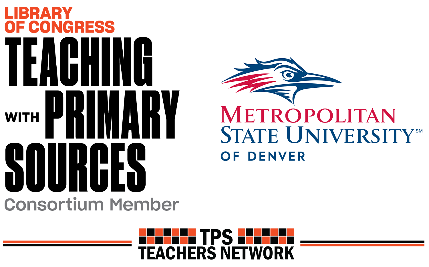 TPS Western Region logo with Metropolitan State University Denver and Library of Congress Teaching With Primary Sources text