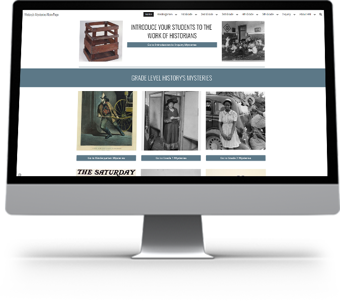 Computer screen showing History's Mysteries website. 