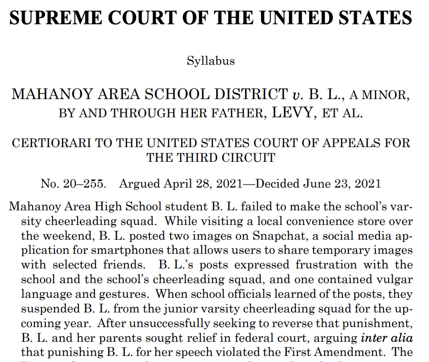 A Supreme Court decision, shown with heading, "Supreme Court of the United States" and first paragraph.