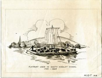Drawing of a South Hadley Flatboat, 1795