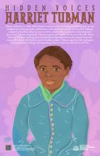 A drawing of a Black woman with her hair tied. She wears a green dress with a wide collar and yellow buttons. She has a determined yet calm look on her face.
